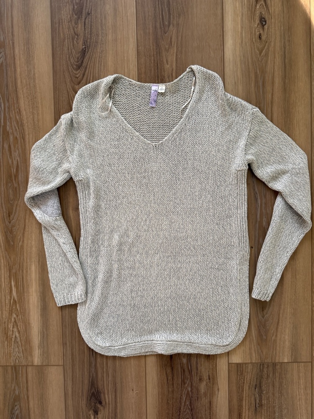 Alya Beige V-Neck Lightweight Knit Sweater